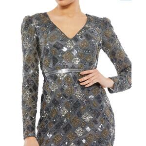 Mac Duggal Geo Embellished Midi Sheath Dress‎ Size 12 Style 5472